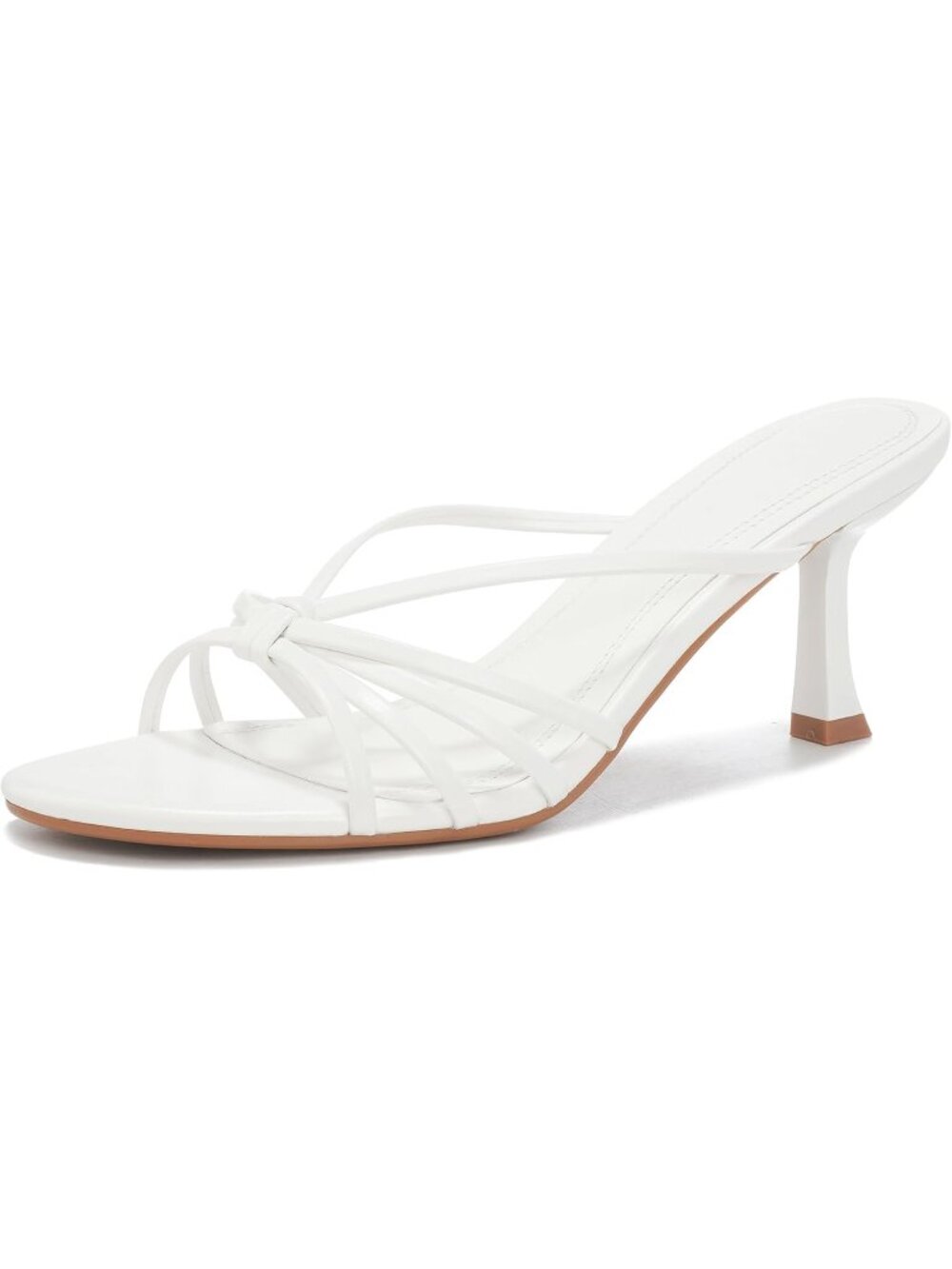 Women's White 3 inch Open Kitten Pointed Toe Slip On Suitable Mid Heeled Sandal